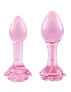 B-VIBE PINK ROSES GLASS BUTT PLUG TRAINING SET