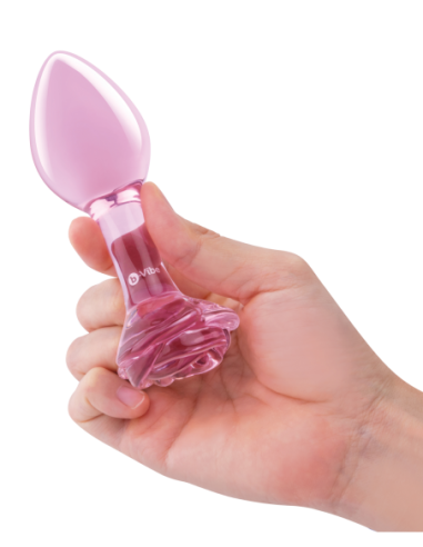 B-VIBE PINK ROSES GLASS BUTT PLUG TRAINING SET
