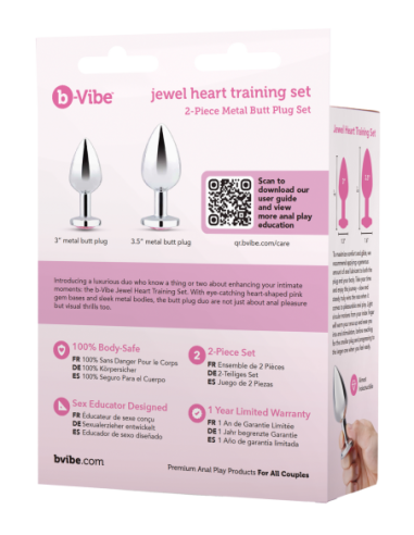 B-VIBE JEWEL HEART METAL BUTT PLUG TRAINING SET