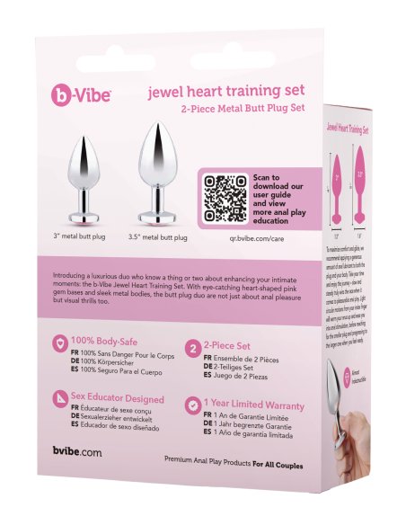 B-VIBE JEWEL HEART METAL BUTT PLUG TRAINING SET