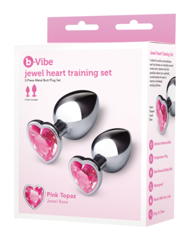 B-VIBE JEWEL HEART METAL BUTT PLUG TRAINING SET