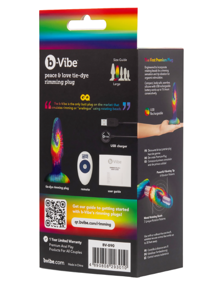 B-VIBE PEACE AND LOVE TIE DYE RIMMING PLUG