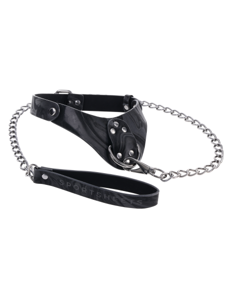 SPORTSHEETS COLLAR Y CORREA DE TERCIOPELO NEGRO