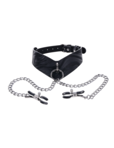 SPORTSHEETS VELVET NOIR COLLAR & REMOVABLE CLAMPS