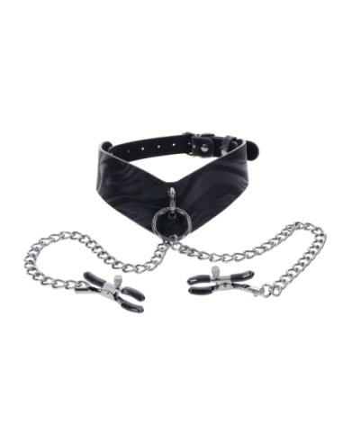 SPORTSHEETS VELVET NOIR COLLAR & REMOVABLE CLAMPS