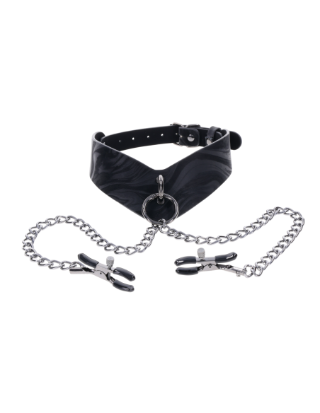 SPORTSHEETS VELVET NOIR COLLAR & REMOVABLE CLAMPS