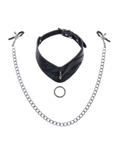 SPORTSHEETS VELVET NOIR COLLAR & REMOVABLE CLAMPS
