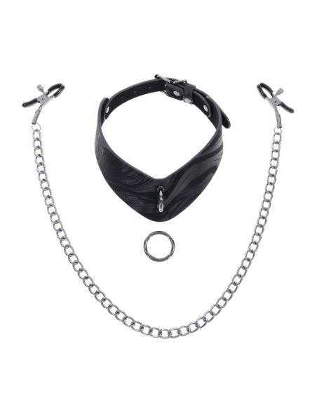 SPORTSHEETS VELVET NOIR COLLAR & REMOVABLE CLAMPS