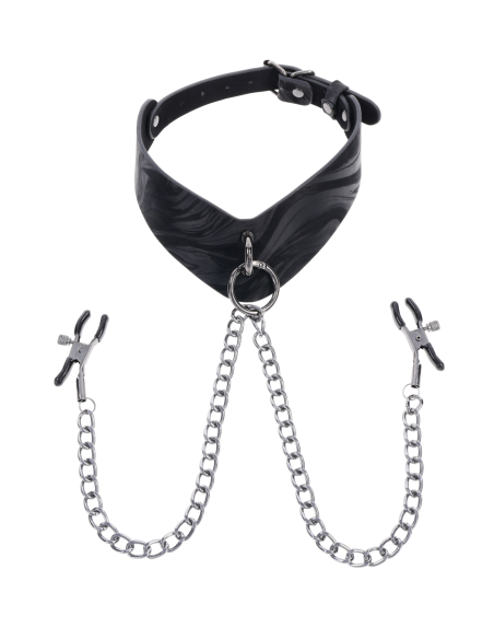 SPORTSHEETS VELVET NOIR COLLAR & REMOVABLE CLAMPS