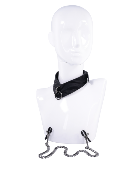 SPORTSHEETS VELVET NOIR COLLAR & REMOVABLE CLAMPS