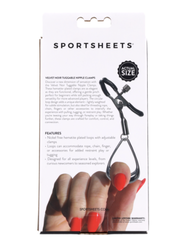 SPORTSHEETS VELVET NOIR TUGGABLE NIPPLE CLAMPS