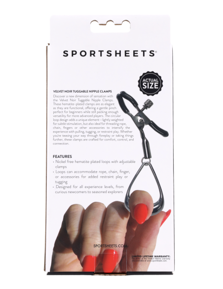 SPORTSHEETS VELVET NOIR TUGGABLE NIPPLE CLAMPS