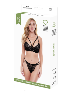 BACI 2 PCS. ECO STRAPPY BRA AND PANTY SET BLACK 2