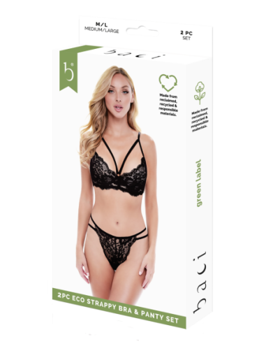 BACI 2 PCS. ECO STRAPPY BRA AND PANTY SET BLACK