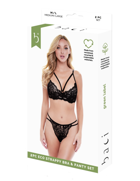 BACI 2 PCS. ECO STRAPPY BRA AND PANTY SET BLACK