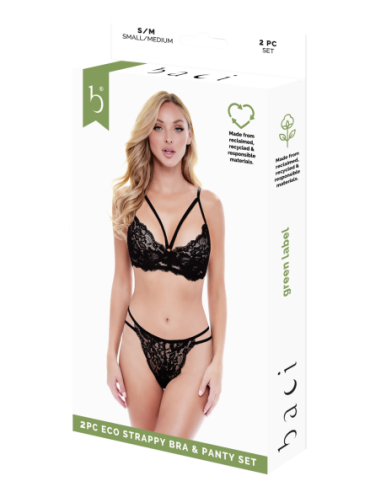 BACI 2 PCS. ECO STRAPPY BRA AND PANTY SET BLACK