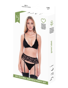 BACI 3 PCS. ECO BRA GARTER AND PANTY SET BLACK 2