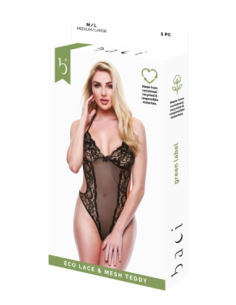 BACI ECO ENCAJE Y MALLA TEDDY NEGRO 2