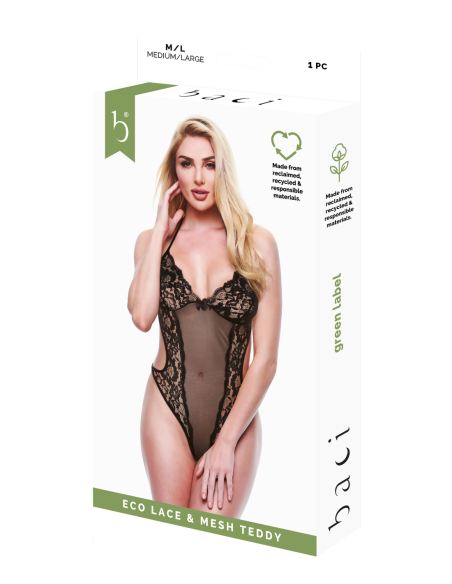 BACI ECO ENCAJE Y MALLA TEDDY NEGRO