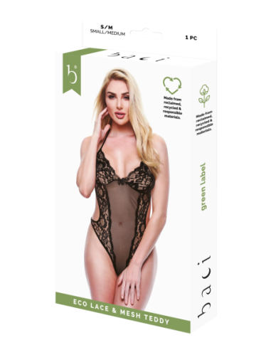 BACI ECO LACE AND MESH TEDDY BLACK