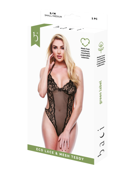 BACI ECO LACE AND MESH TEDDY BLACK
