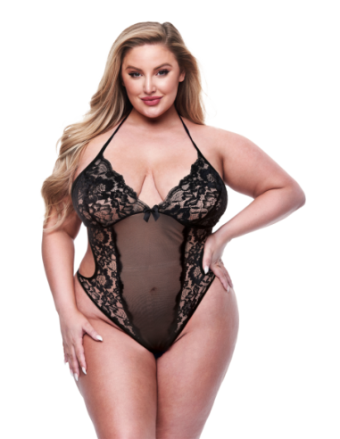 BACI ECO ENCAJE Y MALLA TEDDY NEGRO, QS