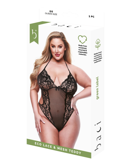 BACI ECO ENCAJE Y MALLA TEDDY NEGRO, QS