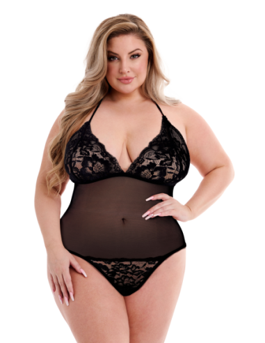 BACI ECO ENCAJE Y MALLA TEDDY NEGRO, QS