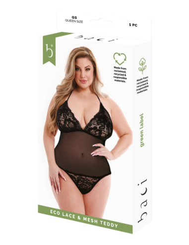 BACI ECO ENCAJE Y MALLA TEDDY NEGRO, QS