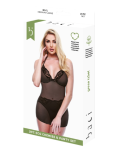 BACI 2 PCS. ECO CHEMISE AND PANTY SET BLACK 2