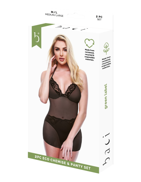 BACI 2 PCS. ECO CHEMISE AND PANTY SET BLACK