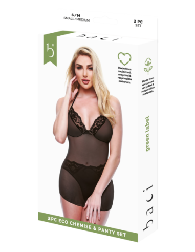 BACI 2 PCS. ECO CHEMISE AND PANTY SET BLACK