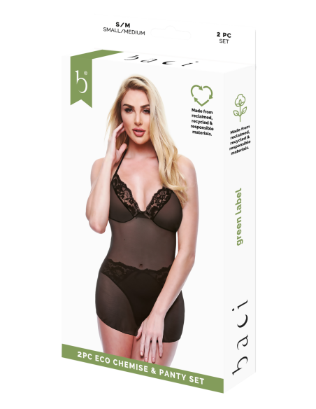 BACI 2 UDS. CONJUNTO DE CAMISA Y BRAGAS ECO NEGRO