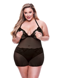 BACI 2 PCS. ECO CHEMISE AND PANTY SET BLACK, QS