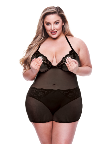 BACI 2 PCS. ECO CHEMISE AND PANTY SET BLACK, QS