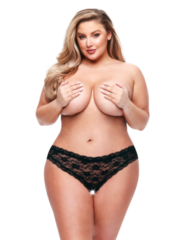 BACI CROTCHLESS STRAPPY LACE BOY SHORT BLACK