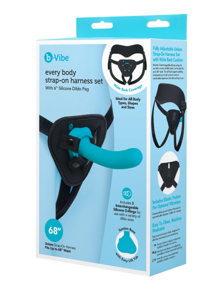 B-VIBE JUEGO DE ARNÉS CON CORREA PARA TODOS LOS CUERPOS CON CLAVIJA DE CONSOLADOR DE SILICONA DE 6 PULGADAS