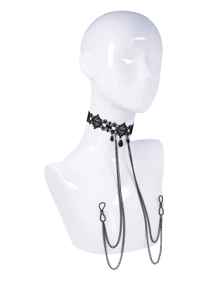 SPORTSHEETS SEX AND MISCHIEF LACE COLLAR WITH NIPPLE TIES