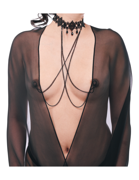 SPORTSHEETS SEX AND MISCHIEF LACE COLLAR WITH NIPPLE TIES