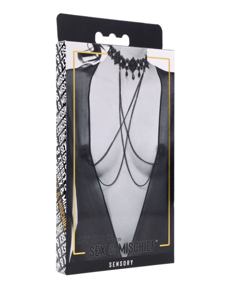 SPORTSHEETS SEX AND MISCHIEF LACE COLLAR WITH NIPPLE TIES