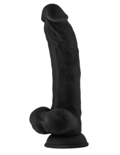 SHAFT MODEL C 9.5 INCH LIQUID SILICONE DONG WITH BALLS BLACK