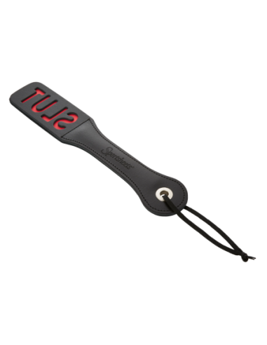 SPORTSHEETS 12 INCH LEATHER SLUT IMPRESSION PADDLE