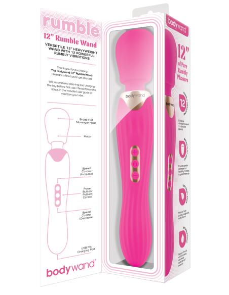 BODYWAND RUMBLE WAND 12 INCH HOT PINK