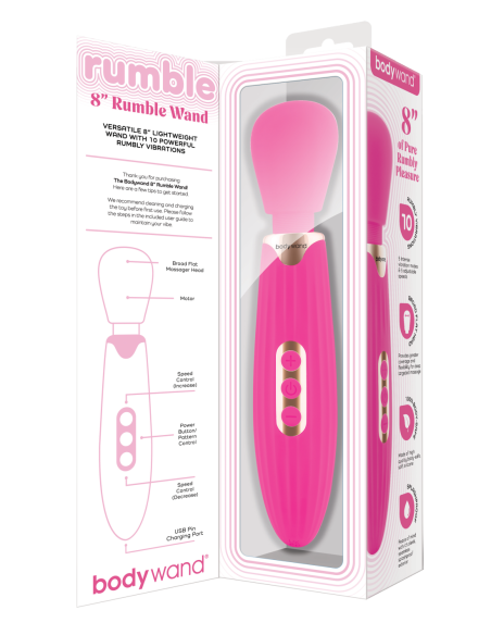 VARITABODYWAND RUMBLE 8 PULGADAS ROSA FUERTE