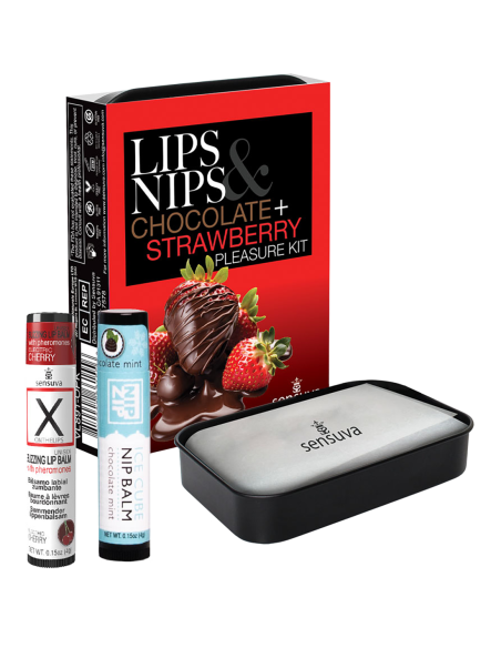 SENSUVA LIPS AND NIPS PLEASURE KIT CHOCOLATE NIP ZIP AND LTD EDITION CHOCOLATE STRAWBERRY XBALM