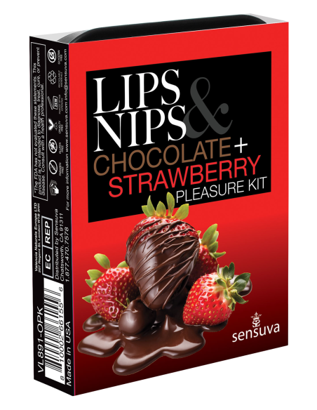 SENSUVA LIPS AND NIPS PLEASURE KIT CHOCOLATE NIP ZIP Y EDICIÓN LIMITADA CHOCOLATE STRAWBERRY XBALM