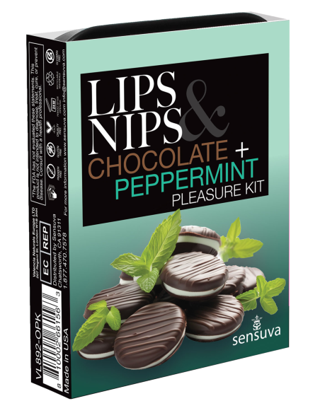 SENSUVA LIPS AND NIPS PLEASURE KIT CHOCOLATE NIP ZIP Y CHOCOLATE PEPPERMINT LTD EDITION XBALM