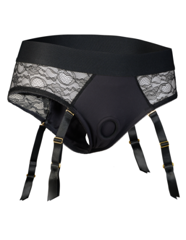 BOLD. REVA STRAP-ON GARTER BRIEF WITH DILDO