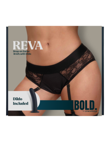 BOLD. REVA STRAP-ON GARTER BRIEF WITH DILDO