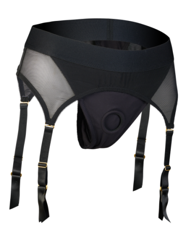 BOLD. VAIL STRAP-ON GARTER THONG WITH DILDO